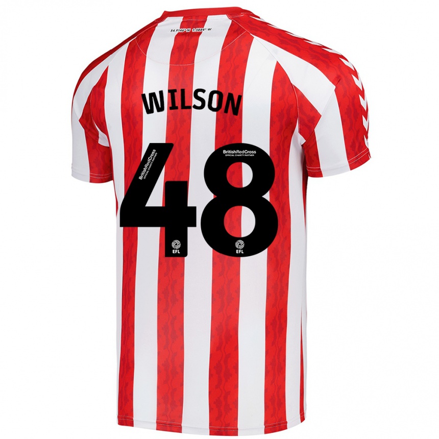 Gyermek Labdarúgás Callum Wilson #48 Piros Fehér Hazai Jersey 2024/25 Mez Póló Ing