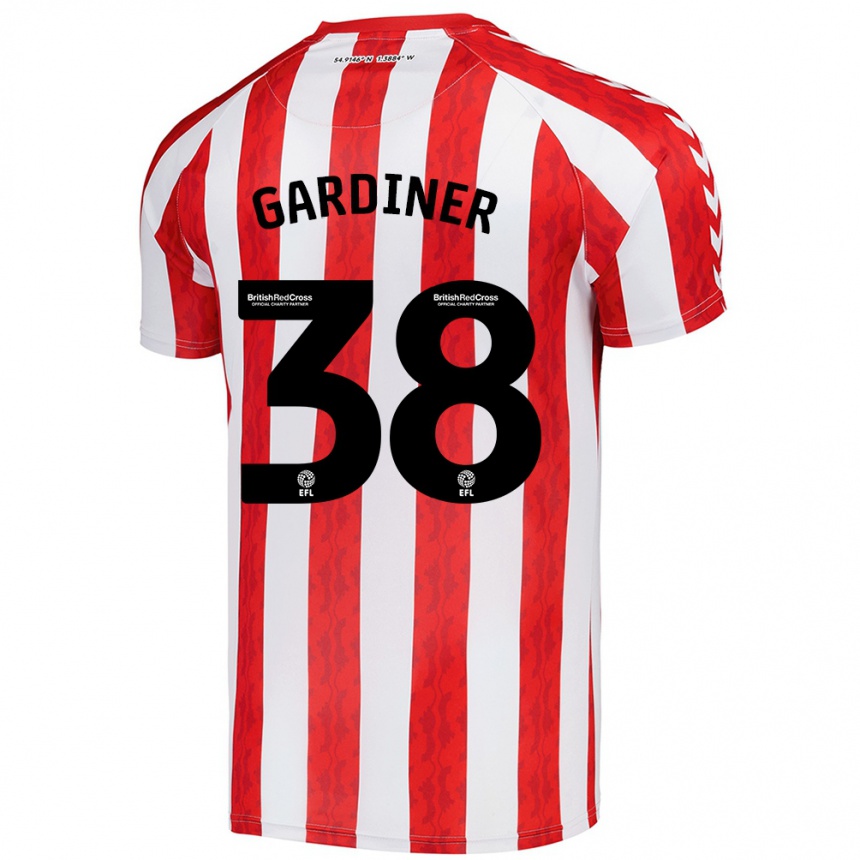 Gyermek Labdarúgás Harry Gardiner #38 Piros Fehér Hazai Jersey 2024/25 Mez Póló Ing