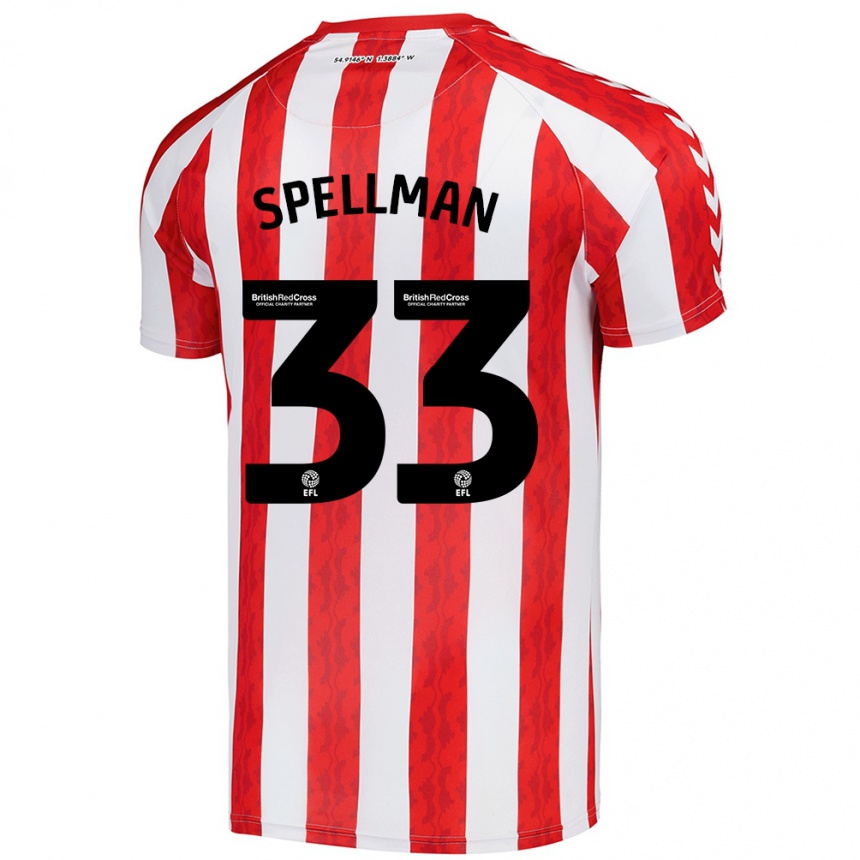 Gyermek Labdarúgás Michael Spellman #33 Piros Fehér Hazai Jersey 2024/25 Mez Póló Ing