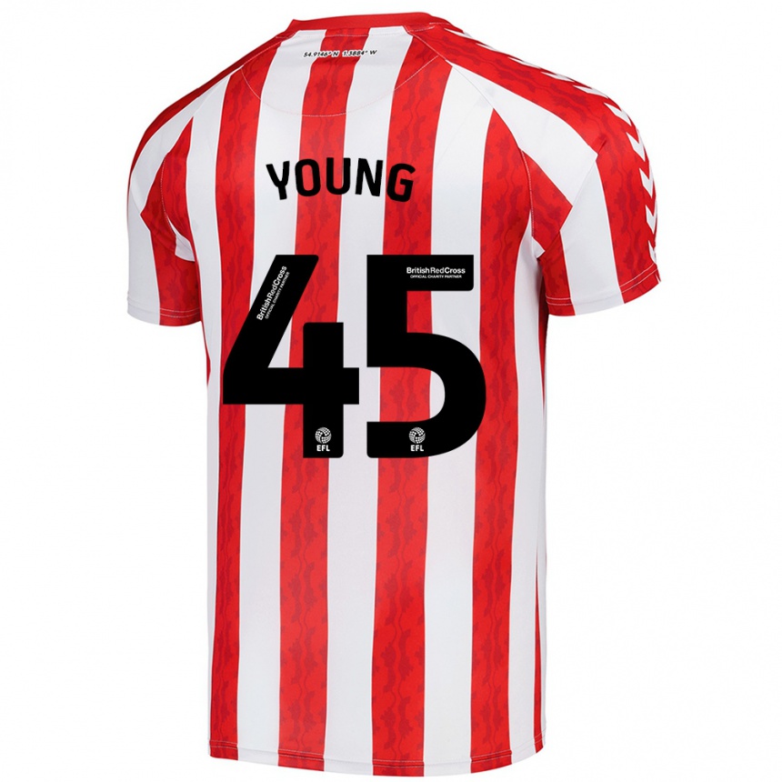 Gyermek Labdarúgás Matthew Young #45 Piros Fehér Hazai Jersey 2024/25 Mez Póló Ing