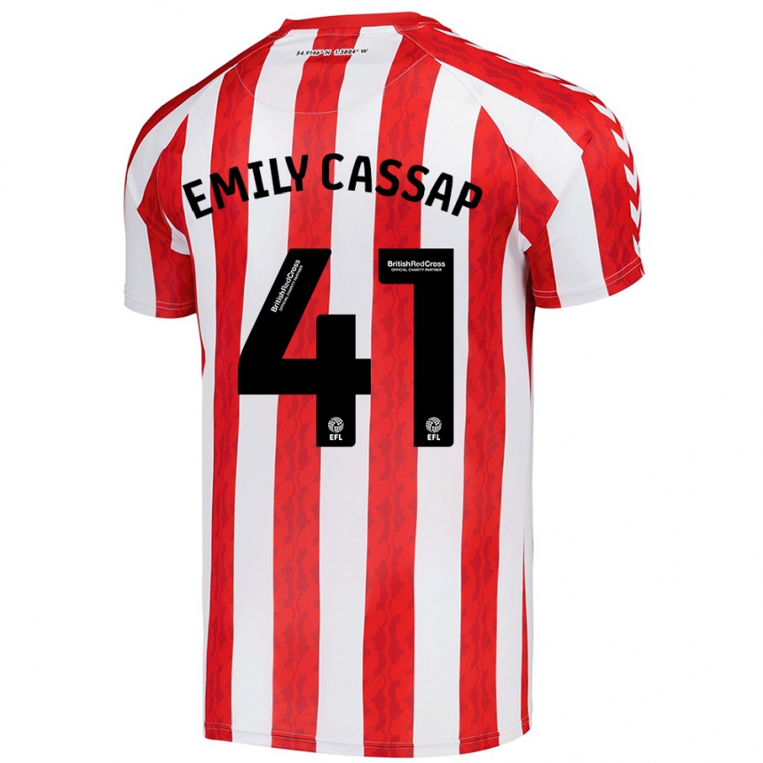 Gyermek Labdarúgás Emily Cassap #41 Piros Fehér Hazai Jersey 2024/25 Mez Póló Ing