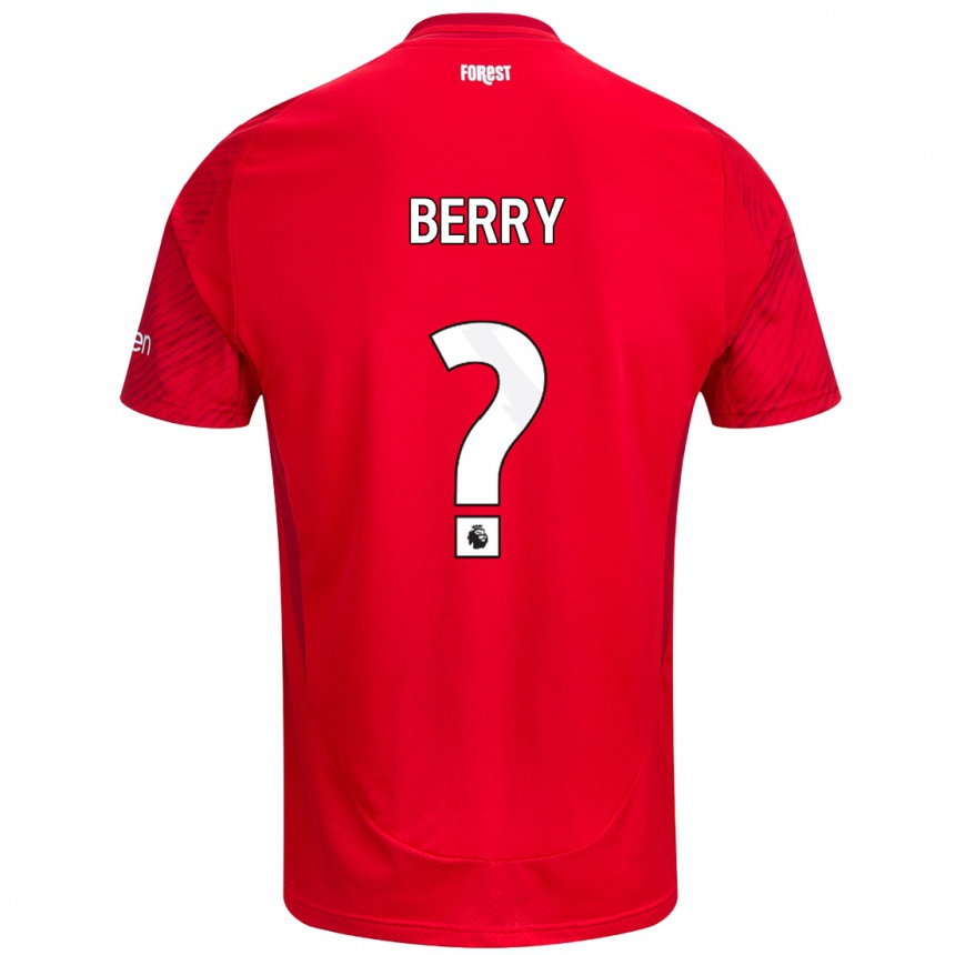 Gyermek Labdarúgás Adam Berry #0 Piros Fehér Hazai Jersey 2024/25 Mez Póló Ing