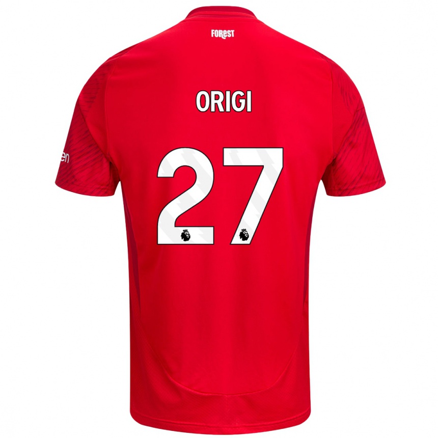 Gyermek Labdarúgás Divock Origi #27 Piros Fehér Hazai Jersey 2024/25 Mez Póló Ing