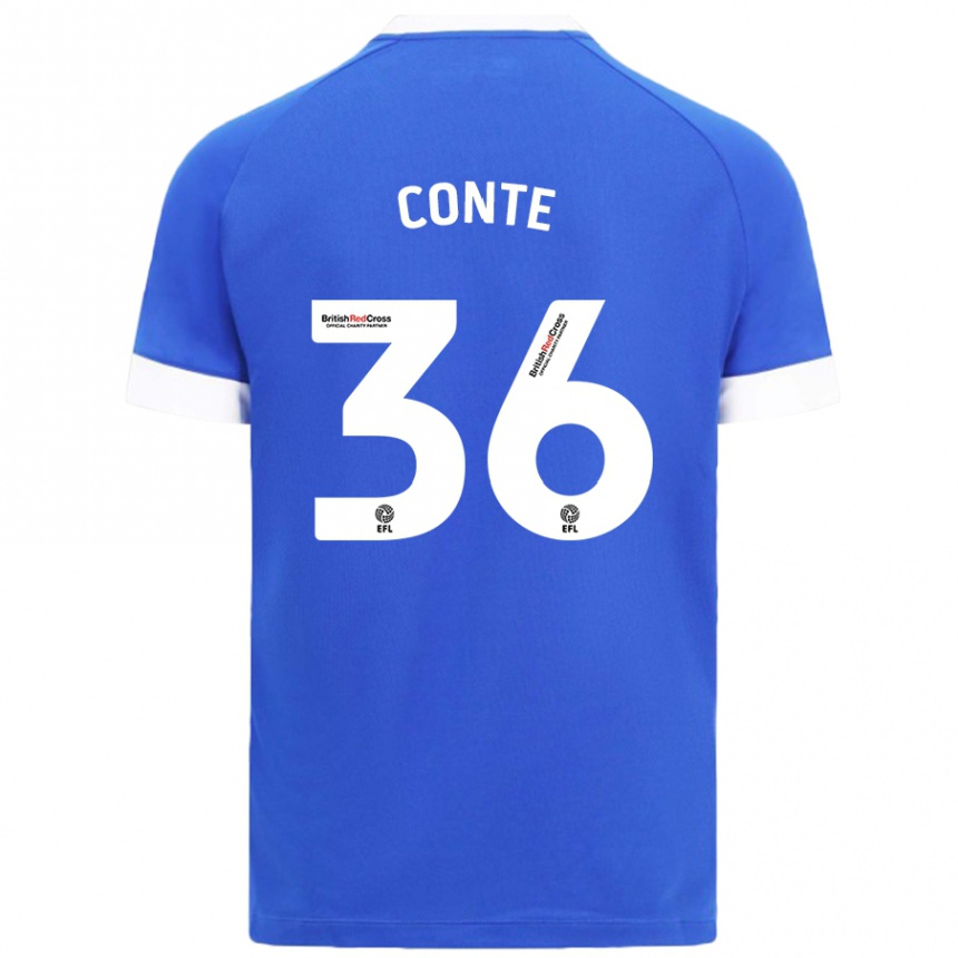 Gyermek Labdarúgás Raheem Conte #36 Égszínkék Hazai Jersey 2024/25 Mez Póló Ing