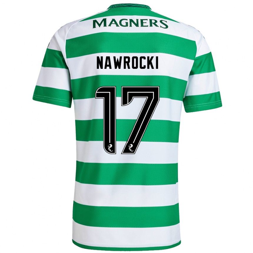 Gyermek Labdarúgás Maik Nawrocki #17 Zöld Fehér Hazai Jersey 2024/25 Mez Póló Ing