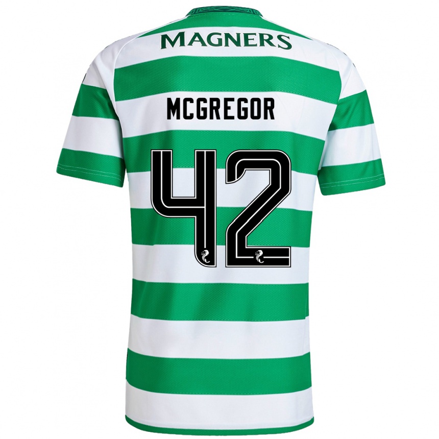 Gyermek Labdarúgás Callum Mcgregor #42 Zöld Fehér Hazai Jersey 2024/25 Mez Póló Ing