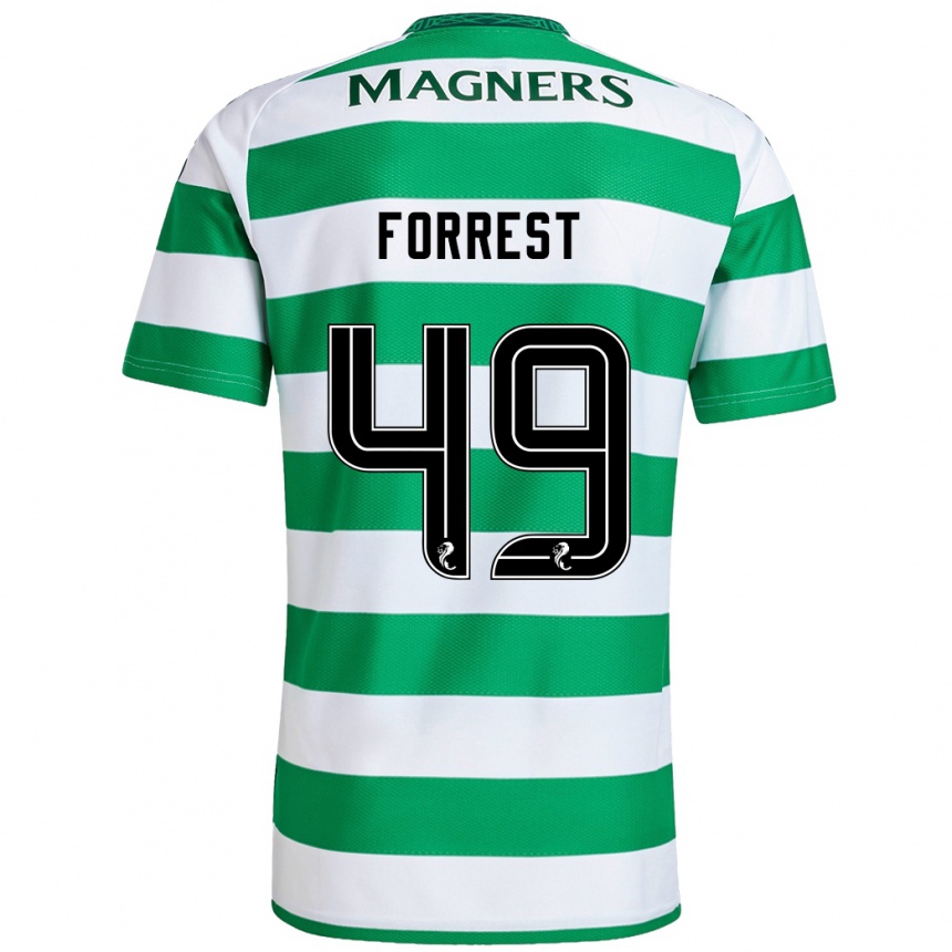 Gyermek Labdarúgás James Forrest #49 Zöld Fehér Hazai Jersey 2024/25 Mez Póló Ing