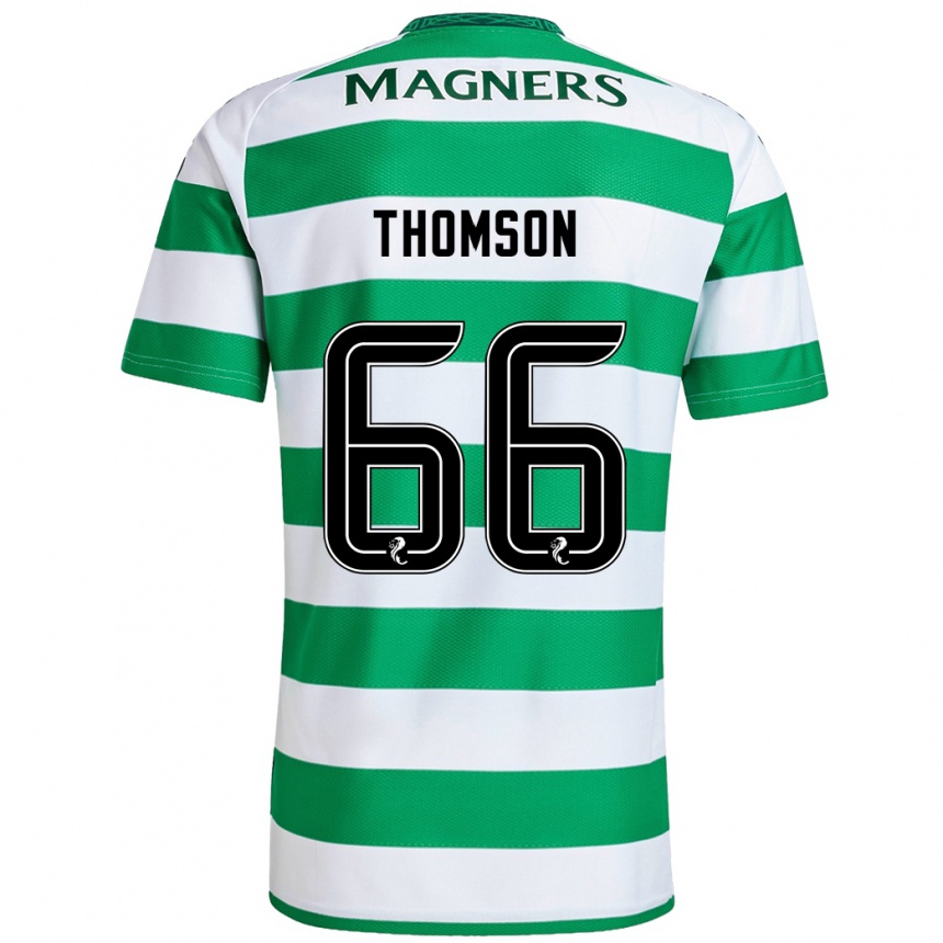 Gyermek Labdarúgás Corey Thomson #66 Zöld Fehér Hazai Jersey 2024/25 Mez Póló Ing