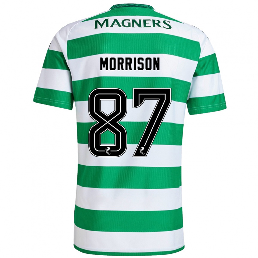 Gyermek Labdarúgás Joe Morrison #87 Zöld Fehér Hazai Jersey 2024/25 Mez Póló Ing