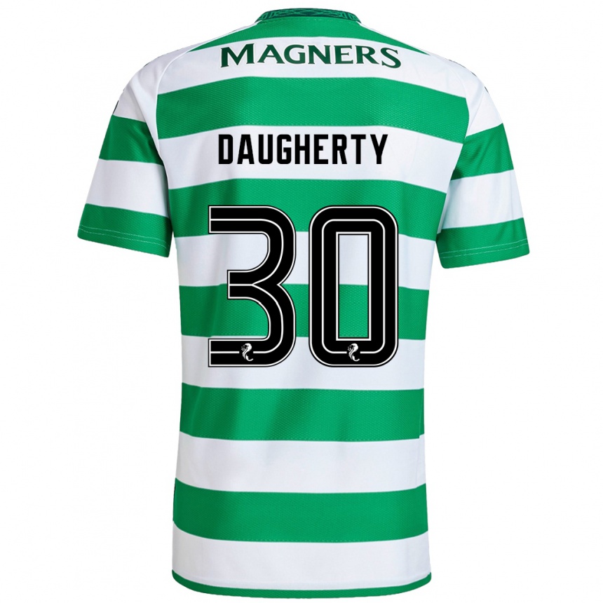 Gyermek Labdarúgás Kelsey Daugherty #30 Zöld Fehér Hazai Jersey 2024/25 Mez Póló Ing