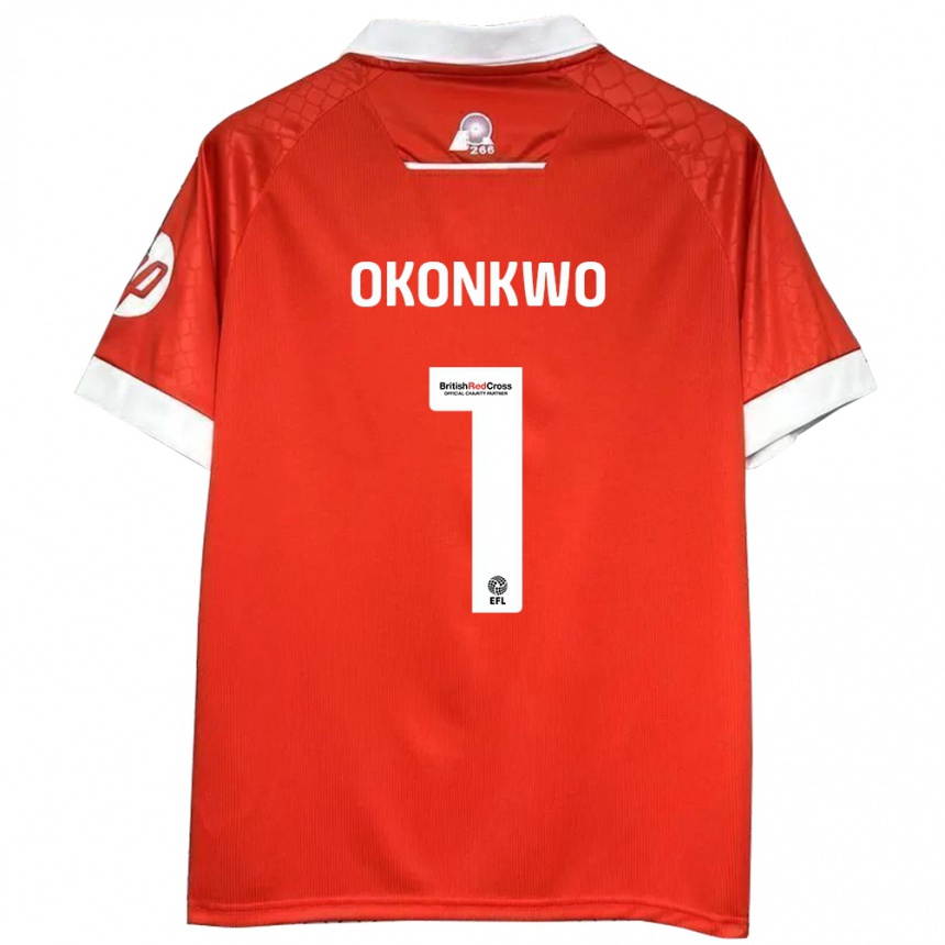 Gyermek Labdarúgás Arthur Okonkwo #1 Piros Fehér Hazai Jersey 2024/25 Mez Póló Ing