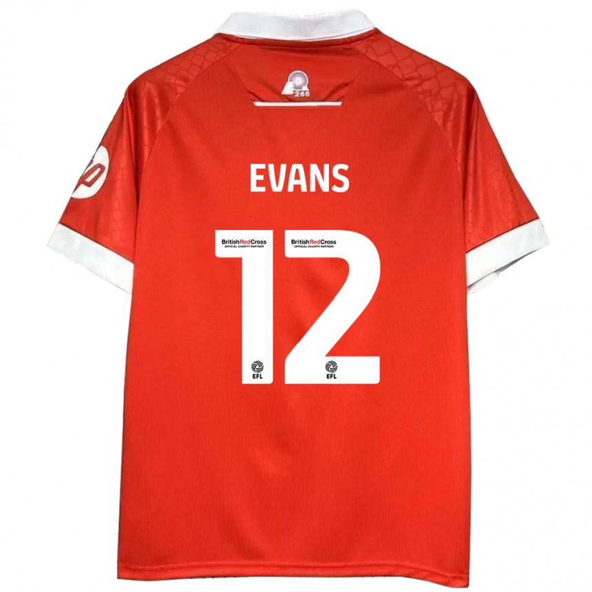 Gyermek Labdarúgás George Evans #12 Piros Fehér Hazai Jersey 2024/25 Mez Póló Ing