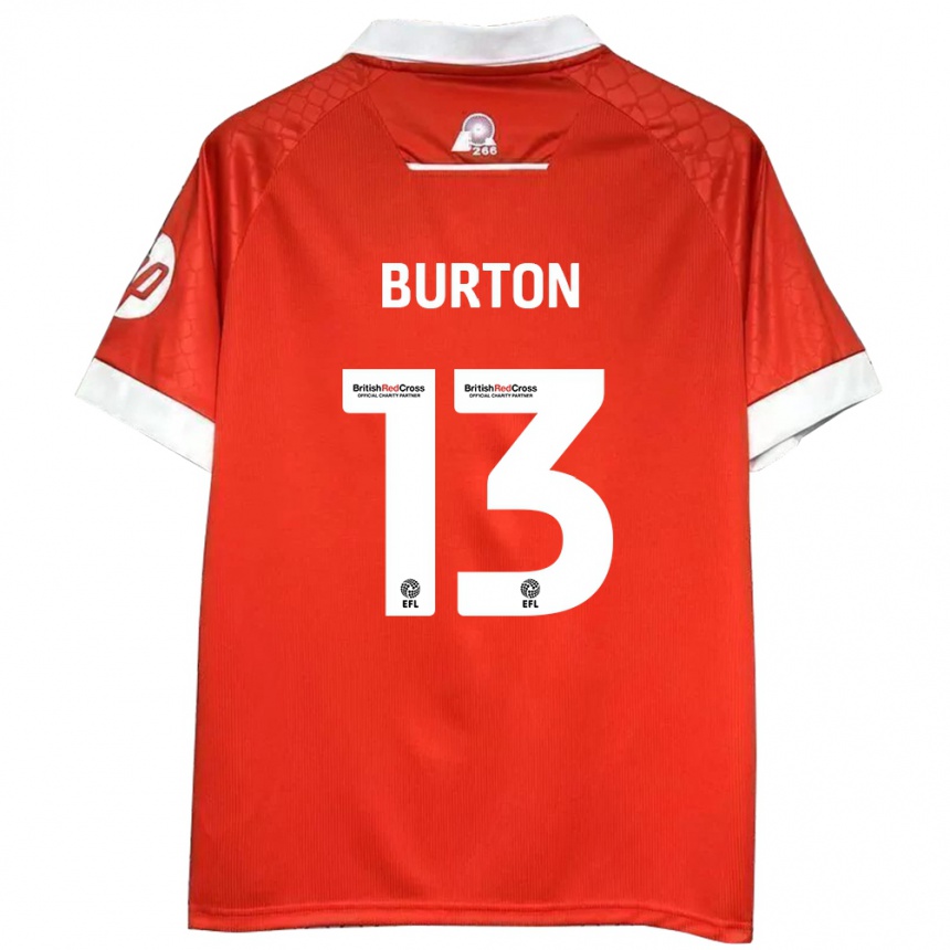 Gyermek Labdarúgás Callum Burton #13 Piros Fehér Hazai Jersey 2024/25 Mez Póló Ing