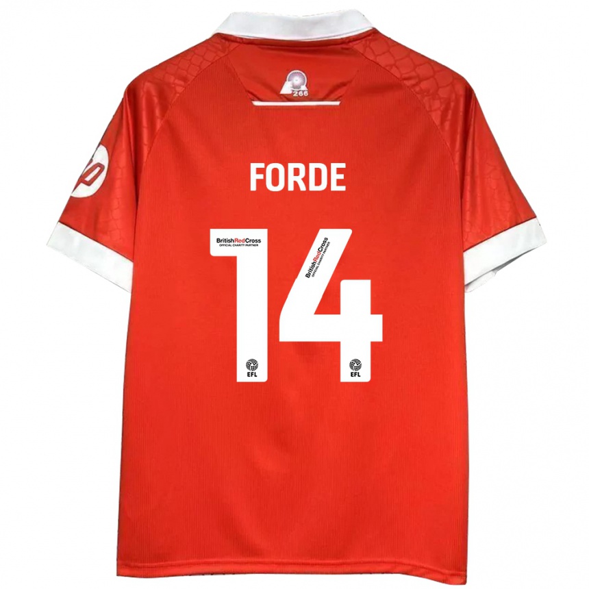 Gyermek Labdarúgás Anthony Forde #14 Piros Fehér Hazai Jersey 2024/25 Mez Póló Ing