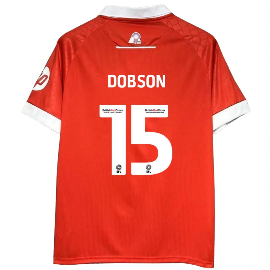 Gyermek Labdarúgás George Dobson #15 Piros Fehér Hazai Jersey 2024/25 Mez Póló Ing