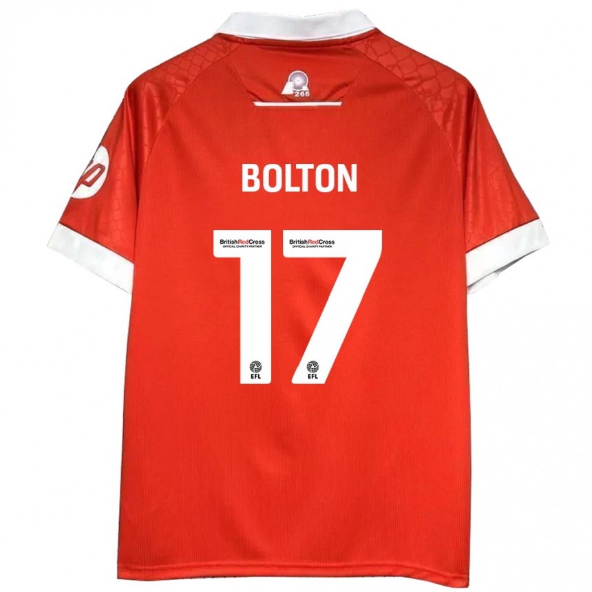 Gyermek Labdarúgás Luke Bolton #17 Piros Fehér Hazai Jersey 2024/25 Mez Póló Ing