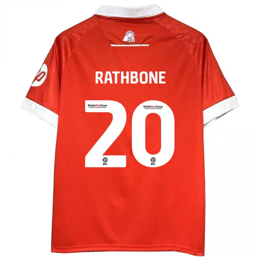 Gyermek Labdarúgás Ollie Rathbone #20 Piros Fehér Hazai Jersey 2024/25 Mez Póló Ing