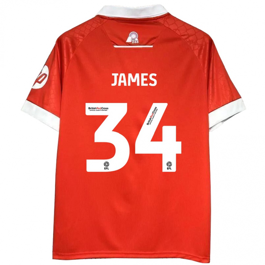 Gyermek Labdarúgás Aaron James #34 Piros Fehér Hazai Jersey 2024/25 Mez Póló Ing