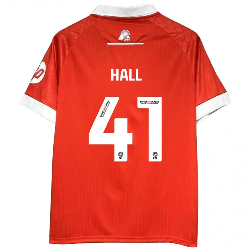 Gyermek Labdarúgás Liam Hall #41 Piros Fehér Hazai Jersey 2024/25 Mez Póló Ing