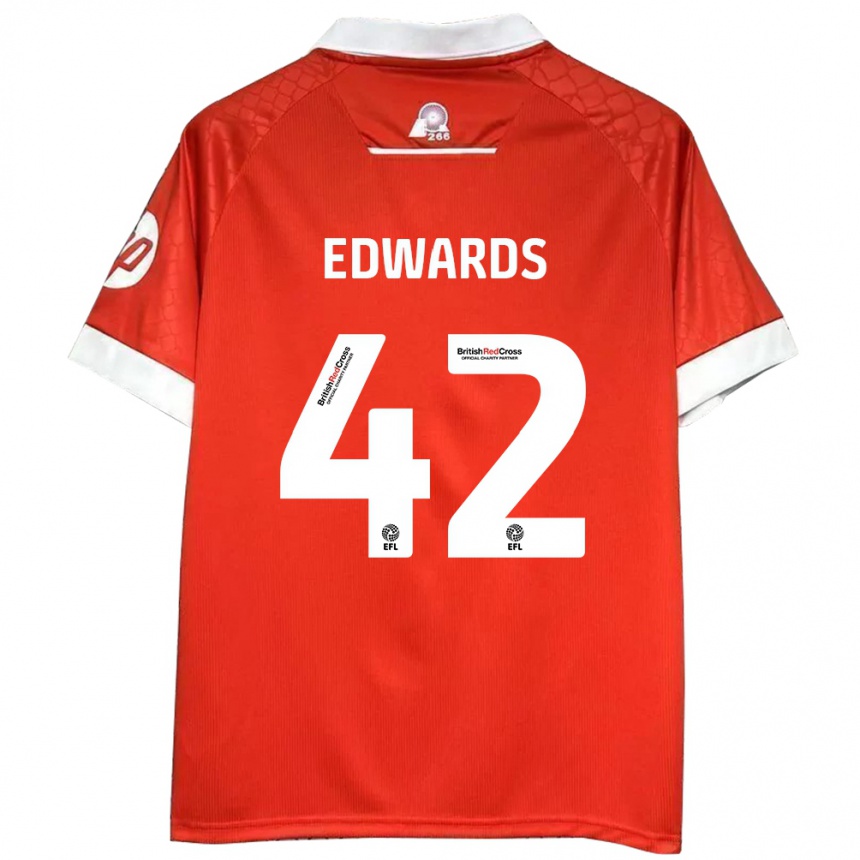 Gyermek Labdarúgás Callum Edwards #42 Piros Fehér Hazai Jersey 2024/25 Mez Póló Ing