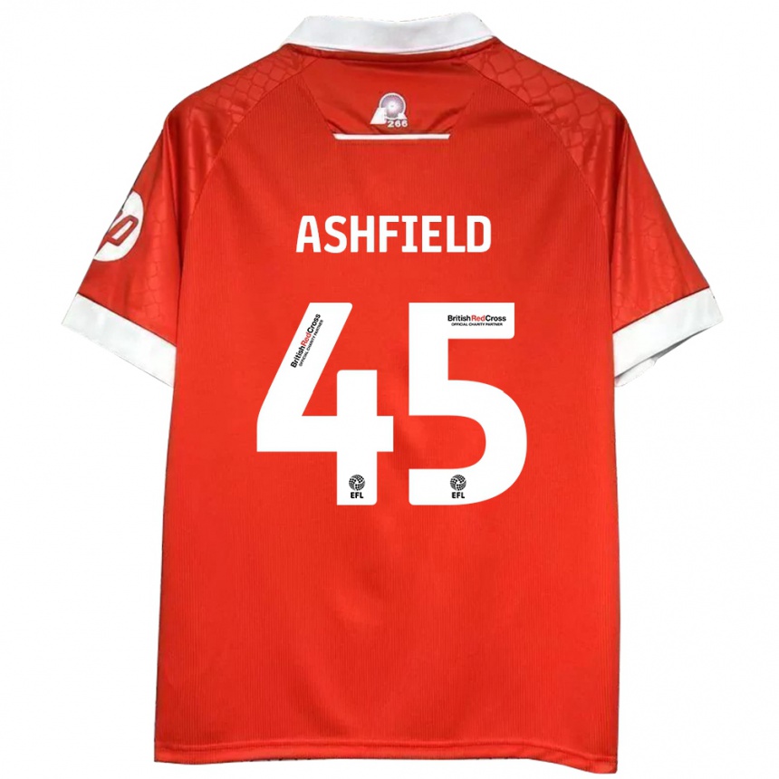 Gyermek Labdarúgás Harry Ashfield #45 Piros Fehér Hazai Jersey 2024/25 Mez Póló Ing