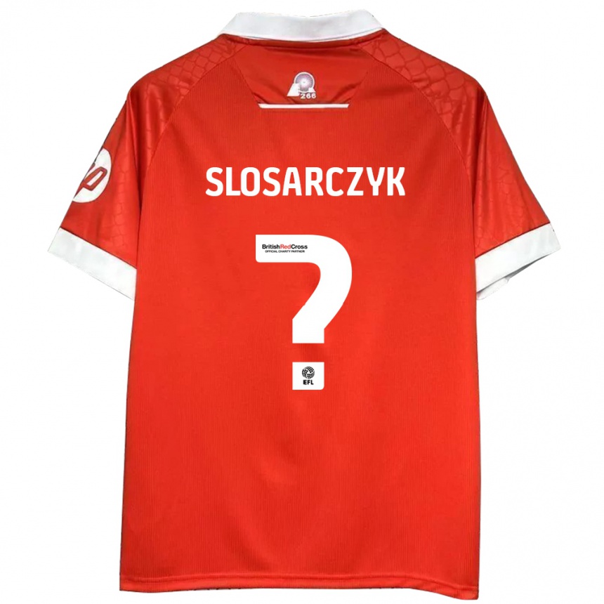 Gyermek Labdarúgás Nikolas Slosarczyk #0 Piros Fehér Hazai Jersey 2024/25 Mez Póló Ing