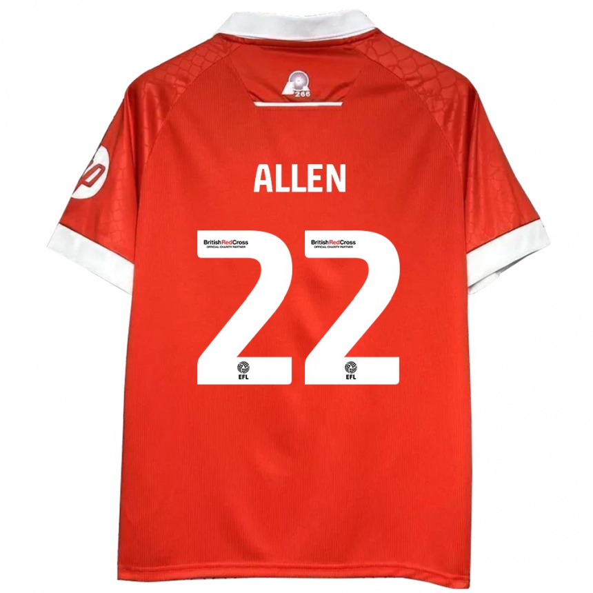 Gyermek Labdarúgás Keren Allen #22 Piros Fehér Hazai Jersey 2024/25 Mez Póló Ing