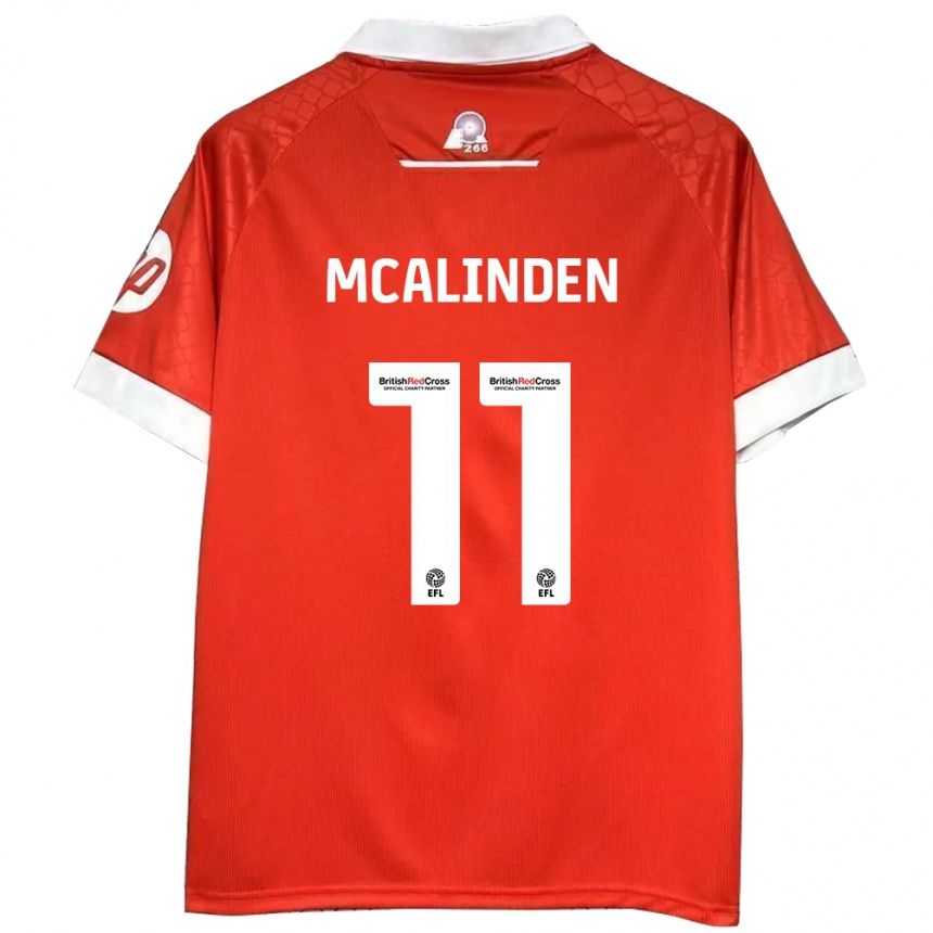 Gyermek Labdarúgás Liam Mcalinden #11 Piros Fehér Hazai Jersey 2024/25 Mez Póló Ing