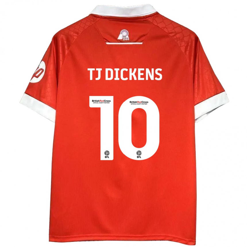 Gyermek Labdarúgás Tonicha Tj Dickens #10 Piros Fehér Hazai Jersey 2024/25 Mez Póló Ing