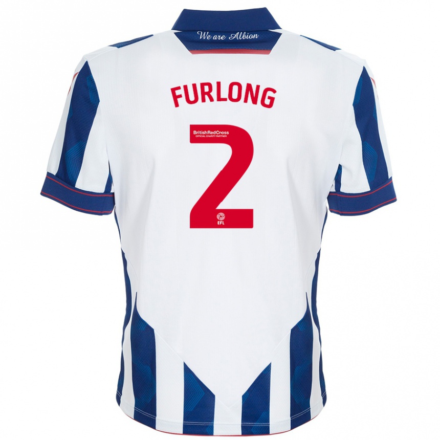 Gyermek Labdarúgás Darnell Furlong #2 Fehér Sötétkék Hazai Jersey 2024/25 Mez Póló Ing