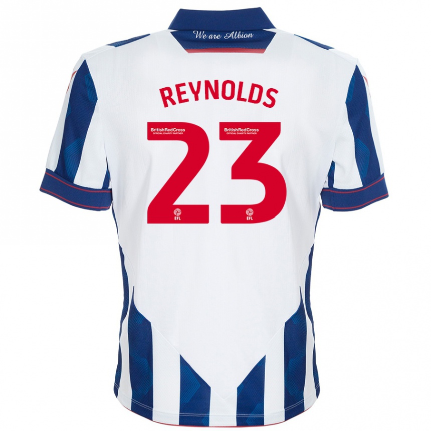 Gyermek Labdarúgás Taylor Reynolds #23 Fehér Sötétkék Hazai Jersey 2024/25 Mez Póló Ing