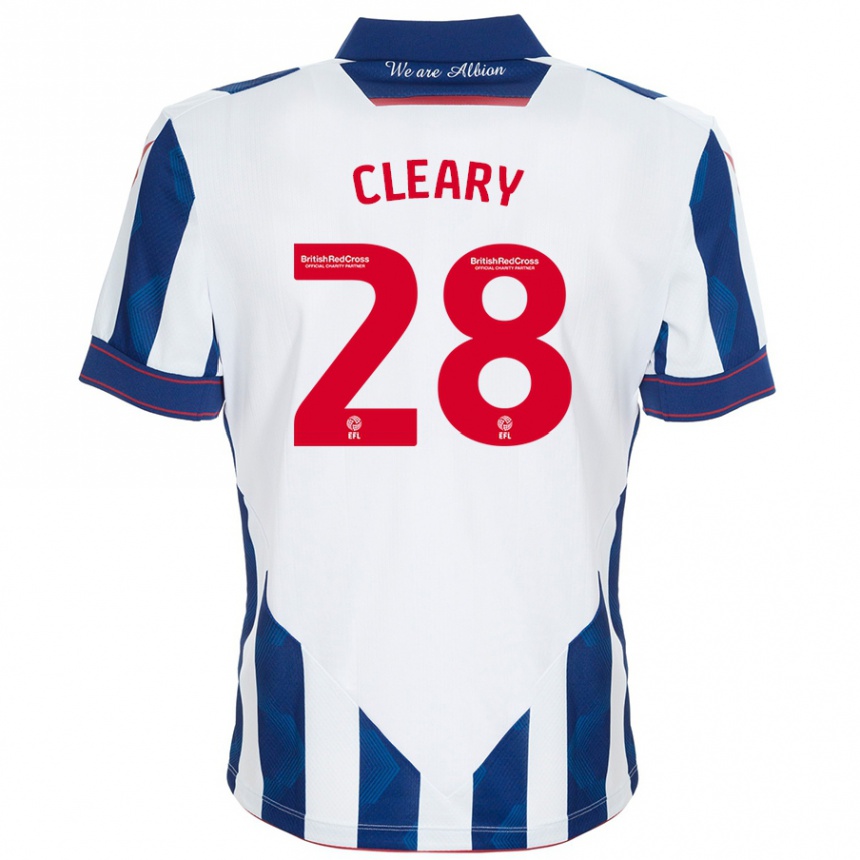 Gyermek Labdarúgás Reyes Cleary #28 Fehér Sötétkék Hazai Jersey 2024/25 Mez Póló Ing