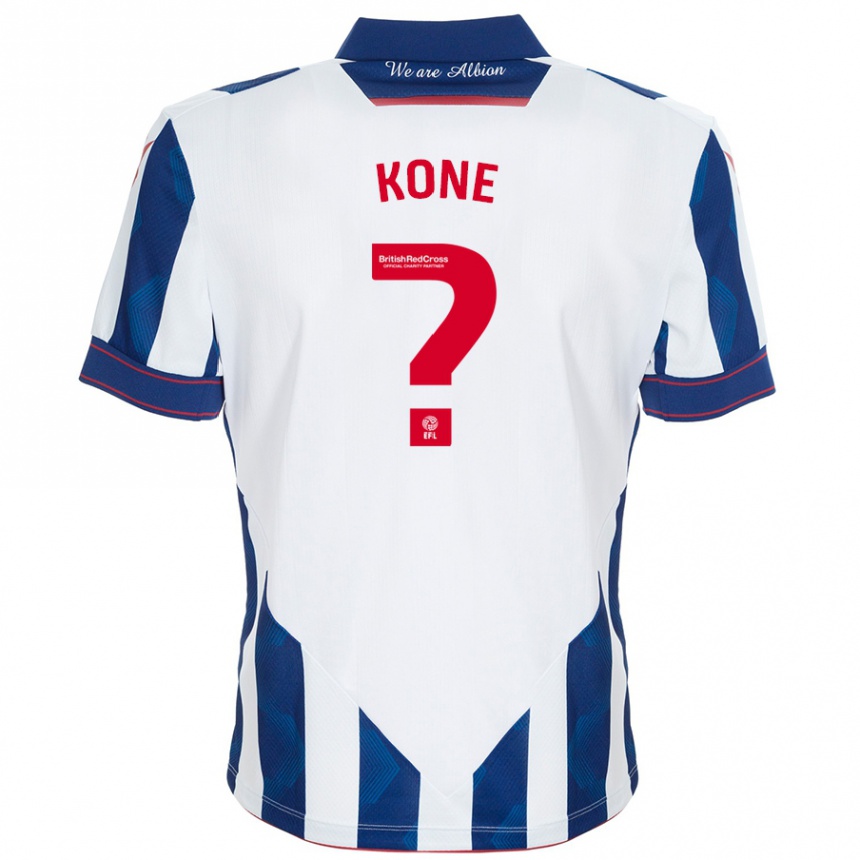 Gyermek Labdarúgás Cheick Kone #0 Fehér Sötétkék Hazai Jersey 2024/25 Mez Póló Ing