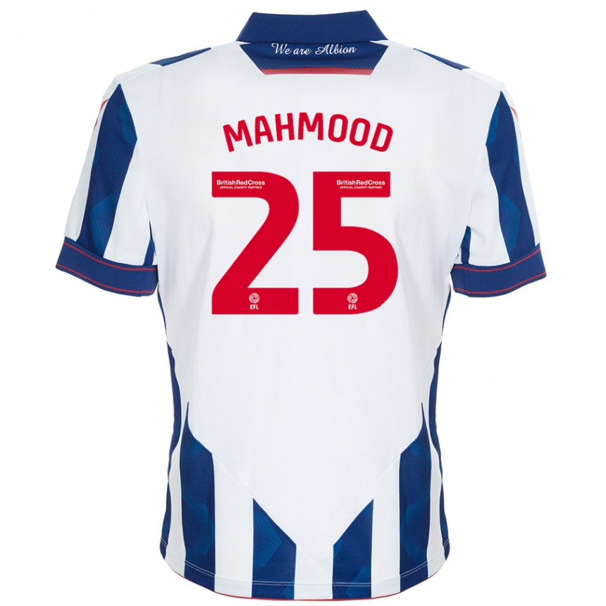 Gyermek Labdarúgás Mahmood #25 Fehér Sötétkék Hazai Jersey 2024/25 Mez Póló Ing