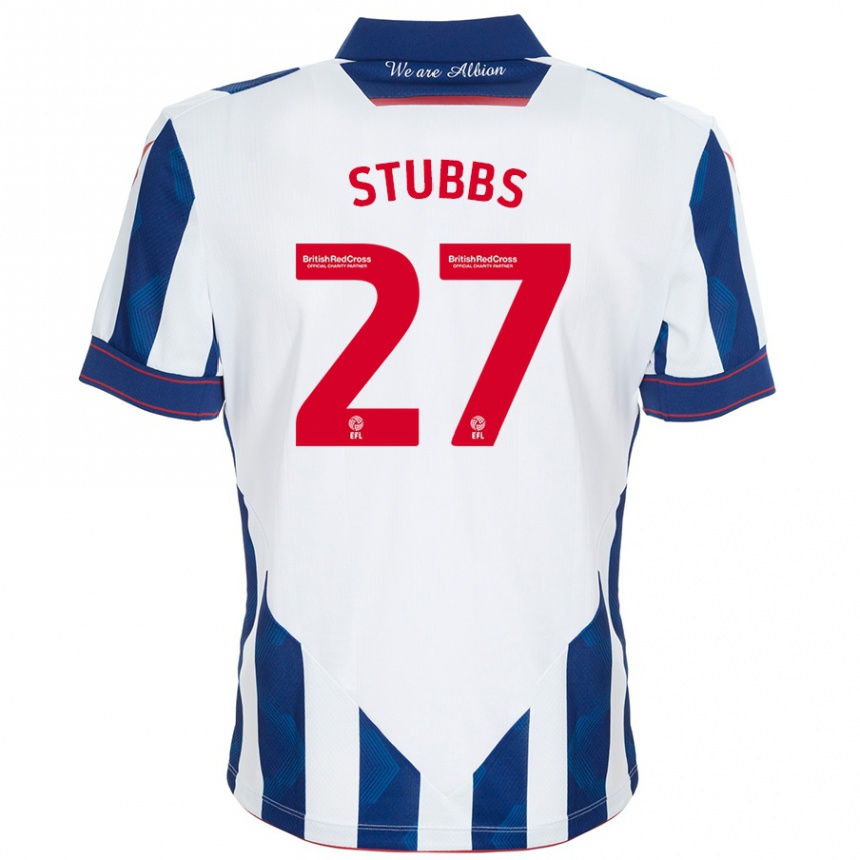 Gyermek Labdarúgás Olivia Stubbs #27 Fehér Sötétkék Hazai Jersey 2024/25 Mez Póló Ing