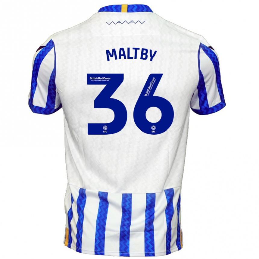 Gyermek Labdarúgás Mackenzie Maltby #36 Kék Fehér Hazai Jersey 2024/25 Mez Póló Ing