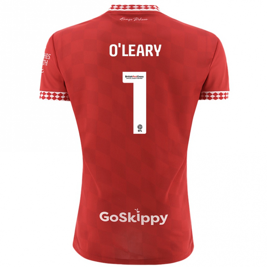 Gyermek Labdarúgás Max O'leary #1 Piros Hazai Jersey 2024/25 Mez Póló Ing