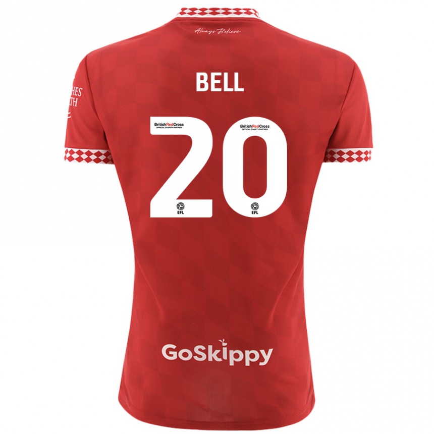 Gyermek Labdarúgás Sam Bell #20 Piros Hazai Jersey 2024/25 Mez Póló Ing