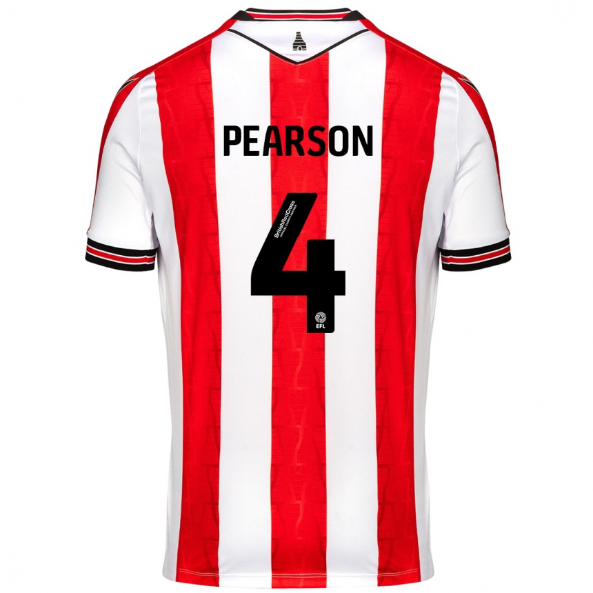 Gyermek Labdarúgás Ben Pearson #4 Piros Fehér Hazai Jersey 2024/25 Mez Póló Ing