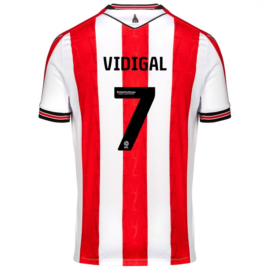 Gyermek Labdarúgás André Vidigal #7 Piros Fehér Hazai Jersey 2024/25 Mez Póló Ing