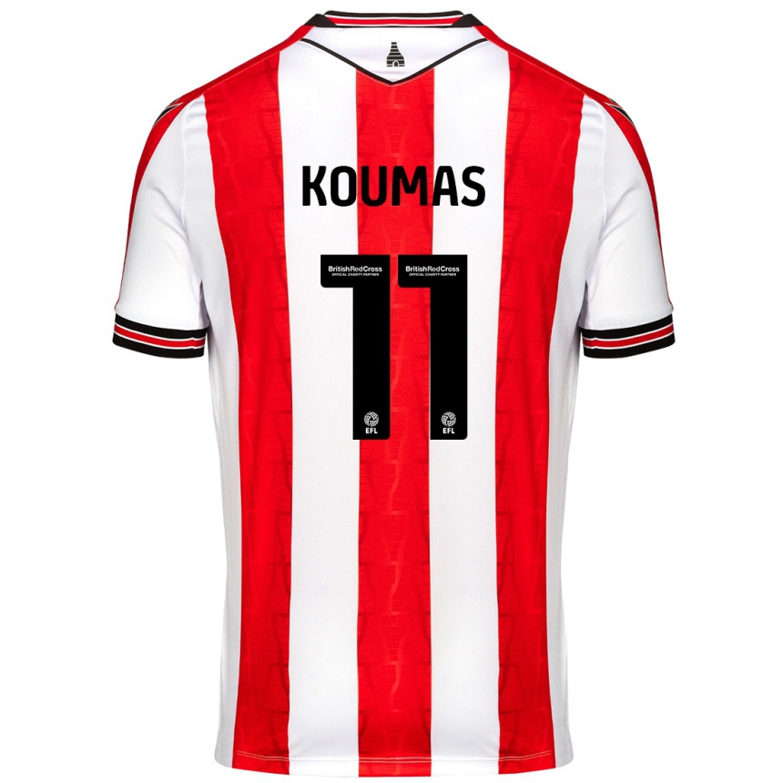 Gyermek Labdarúgás Lewis Koumas #11 Piros Fehér Hazai Jersey 2024/25 Mez Póló Ing