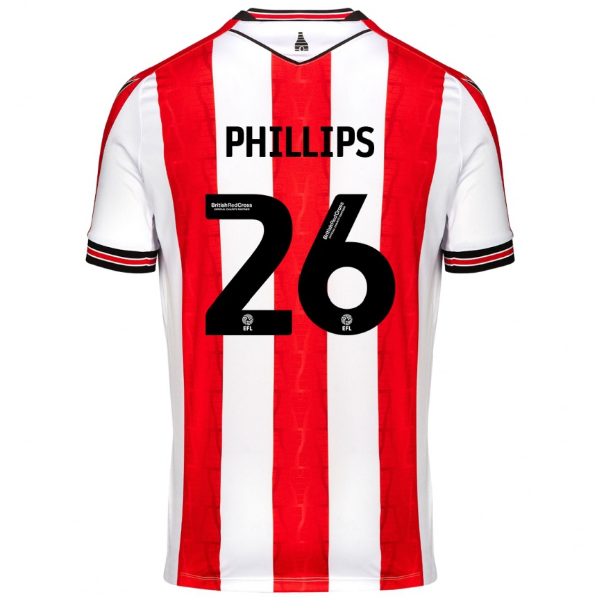 Gyermek Labdarúgás Ashley Phillips #26 Piros Fehér Hazai Jersey 2024/25 Mez Póló Ing