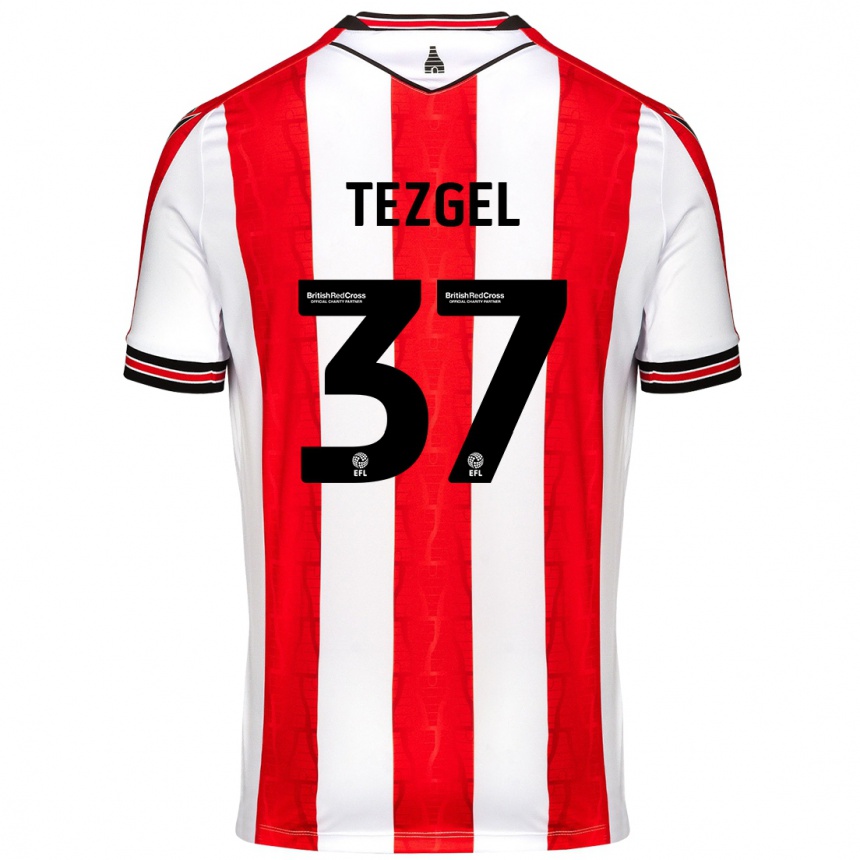 Gyermek Labdarúgás Emre Tezgel #37 Piros Fehér Hazai Jersey 2024/25 Mez Póló Ing