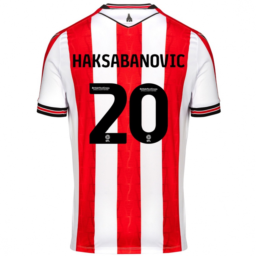 Gyermek Labdarúgás Sead Hakšabanović #20 Piros Fehér Hazai Jersey 2024/25 Mez Póló Ing