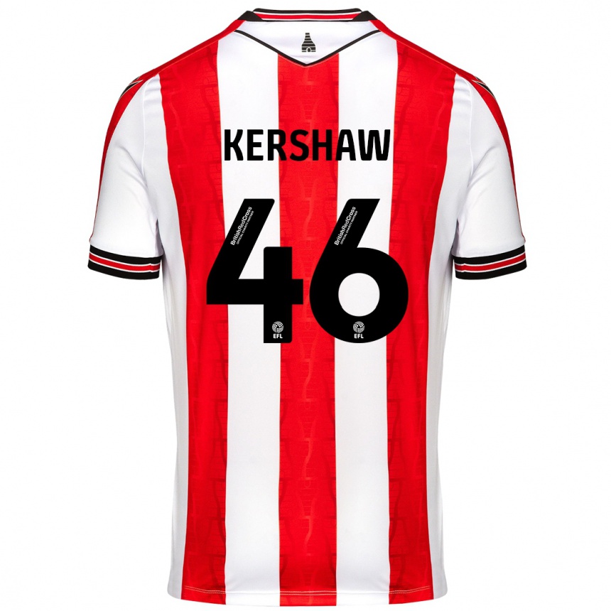 Gyermek Labdarúgás Ben Kershaw #46 Piros Fehér Hazai Jersey 2024/25 Mez Póló Ing