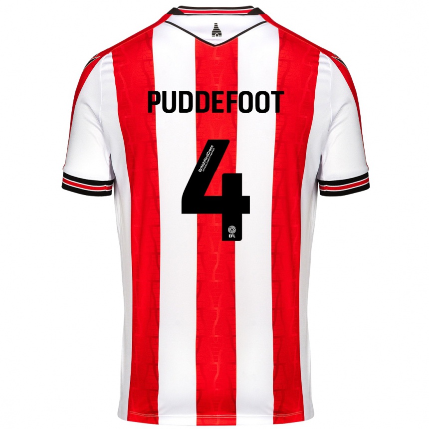 Gyermek Labdarúgás Danielle Puddefoot #4 Piros Fehér Hazai Jersey 2024/25 Mez Póló Ing