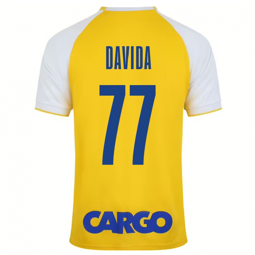 Gyermek Labdarúgás Osher Davida #77 Sárga Fehér Hazai Jersey 2024/25 Mez Póló Ing