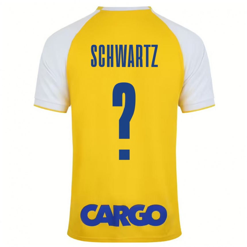 Gyermek Labdarúgás Noam Schwartz #0 Sárga Fehér Hazai Jersey 2024/25 Mez Póló Ing