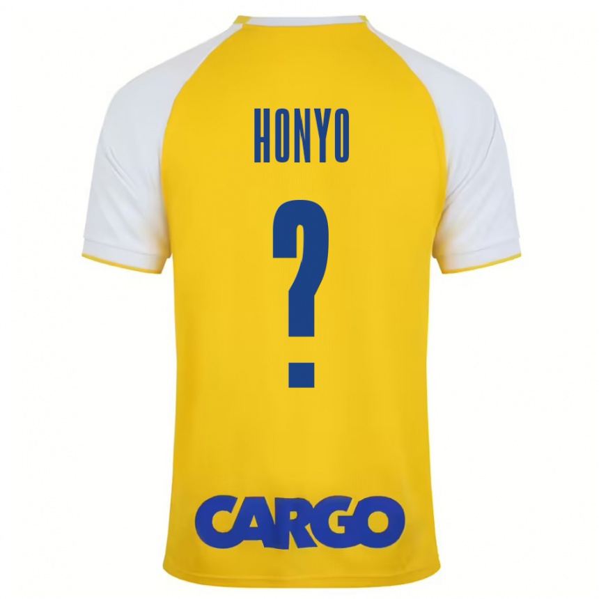 Gyermek Labdarúgás Yoav Honyo #0 Sárga Fehér Hazai Jersey 2024/25 Mez Póló Ing