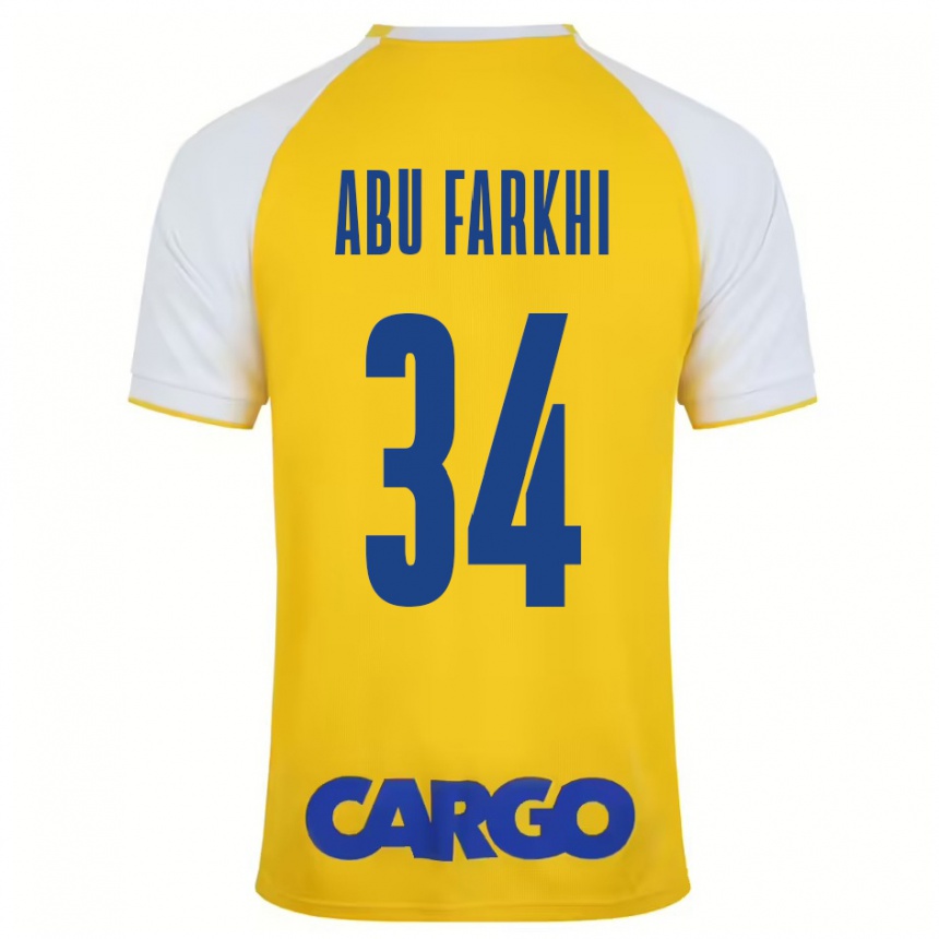 Gyermek Labdarúgás Sayed Abu Farkhi #34 Sárga Fehér Hazai Jersey 2024/25 Mez Póló Ing